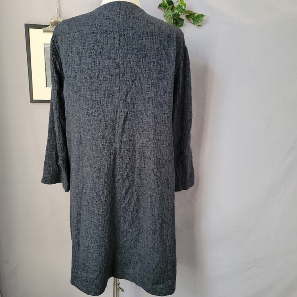 Eileen Fisher Shale Tencel Stretch Jacquard Jacket Charcoal Gray L - Picture 3 of 13